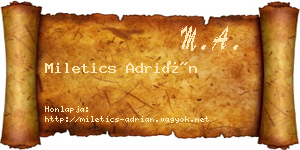 Miletics Adrián névjegykártya